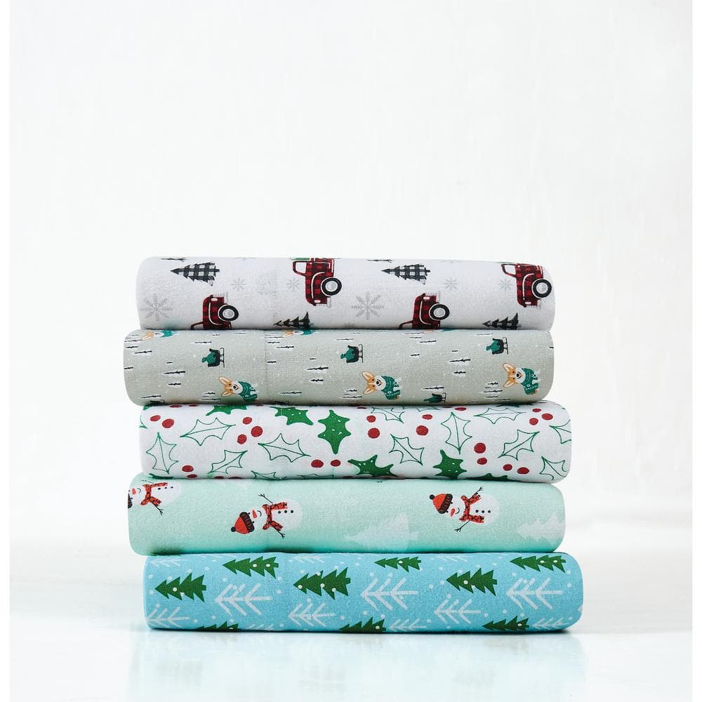 Holiday Truck Full Cotton Flannel Sheet Set