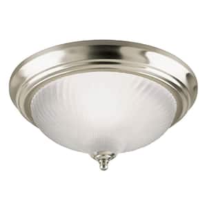 1-Light Brushed Nickel Interior Ceiling Flush Mount with Frosted Swirl Glass