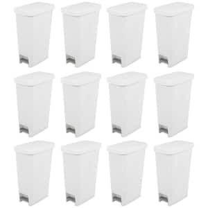 11 Gal. White Slim Handsfree Portable Wastebasket Trash Can (12-Pack)