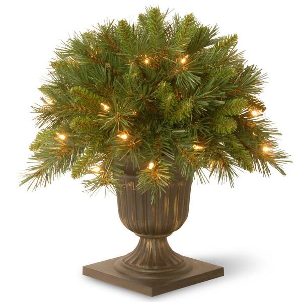 National Tree Company 18 in. Tiffany Fir Porch Artificial Bush with Clear Lights