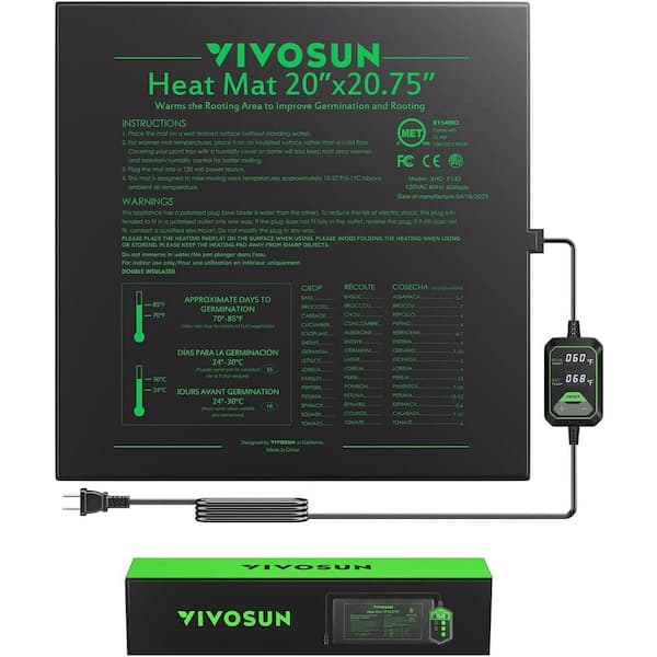 20 in. x 20.75 in. Durable Waterproof Seedling Heat Mat with Built-in Temperature Controller