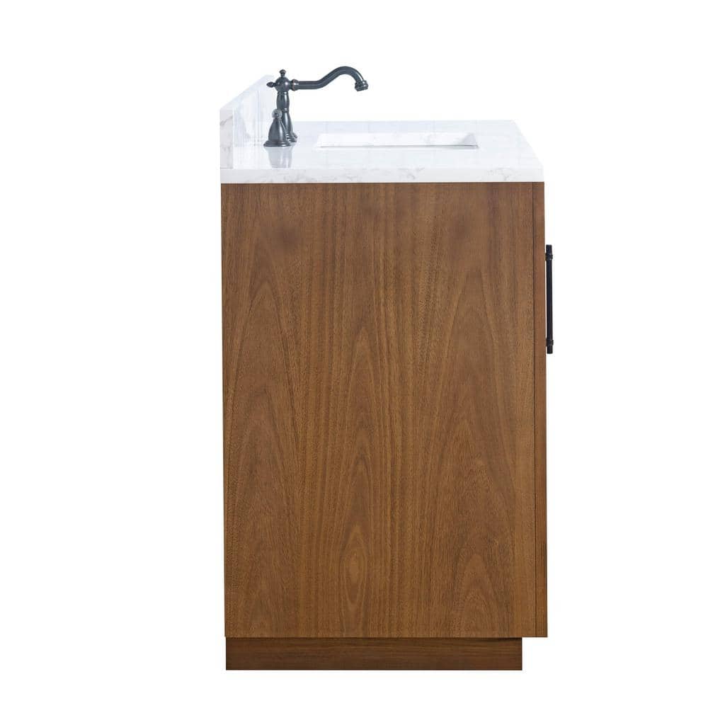 48'' Tan Poplar Wood Bathroom Vanity with Marble Top