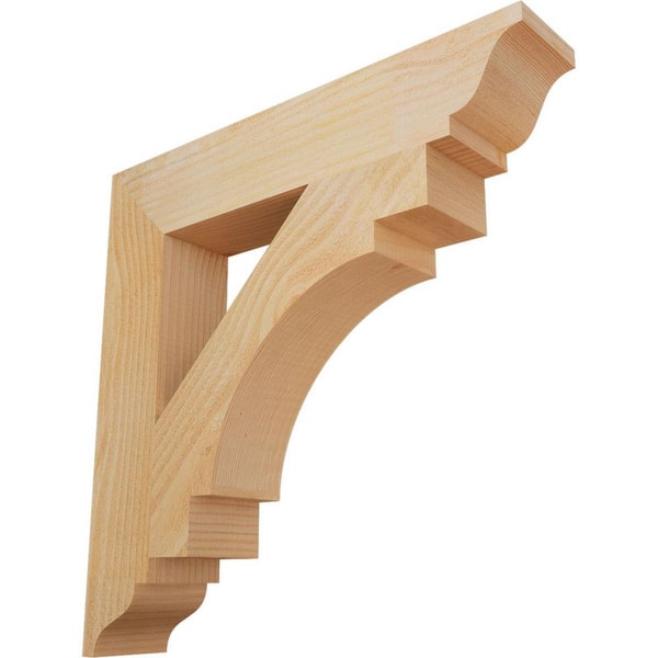 Ekena Millwork 4 in. x 22 in. x 22 in. Douglas Fir Merced Traditional Rough Sawn Bracket