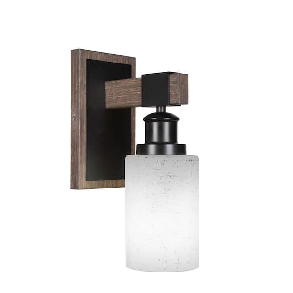 Unbranded Richmond 1-Light Matte Black and Painted Distressed Wood-look Metal Wall Sconce