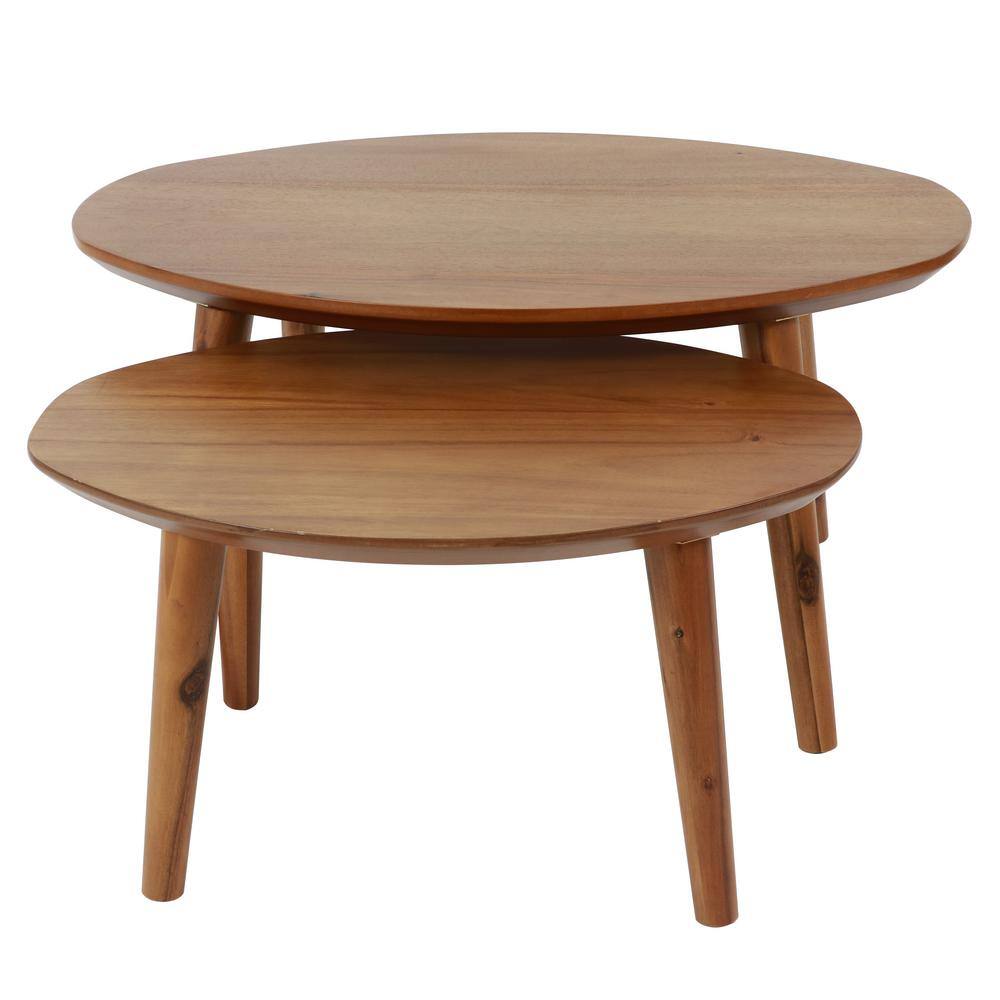 Decor Therapy 2Piece 29 in. Pecan Medium Oval Wood Coffee Table Set with Nesting Tables MP2012