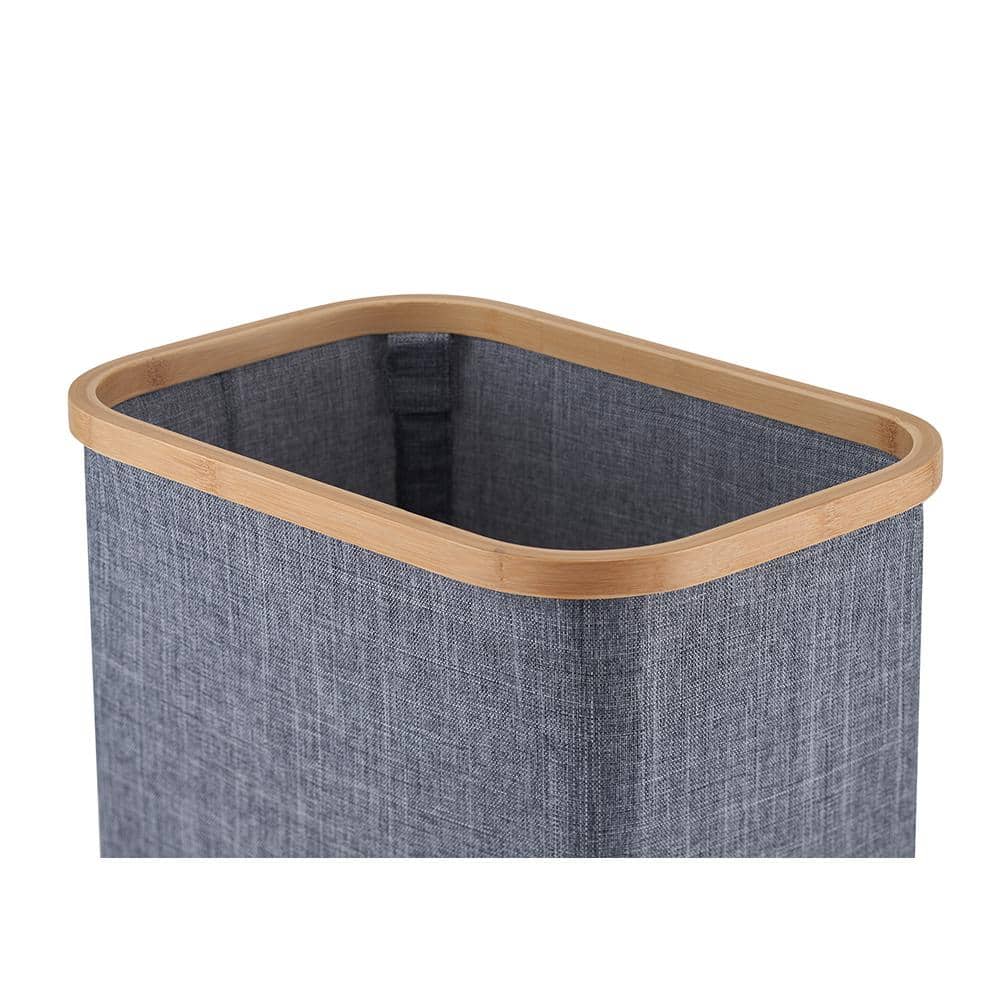 Dark Gray Bamboo Frame Collapsible Laundry Sorter