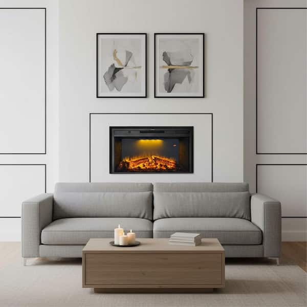 Clihome 35.6 in. Antique Electric Fireplace Insert with 8.84 in