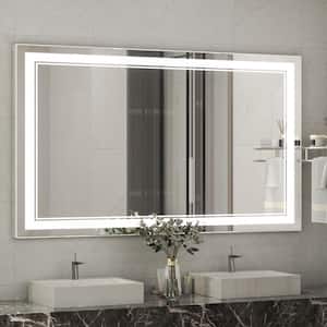 55 in. W x 36 in. H Large Rectangular Frameless LED Light Anti-Fog Wall Bathroom Vanity Mirror 3 Colors Dimmable Bright