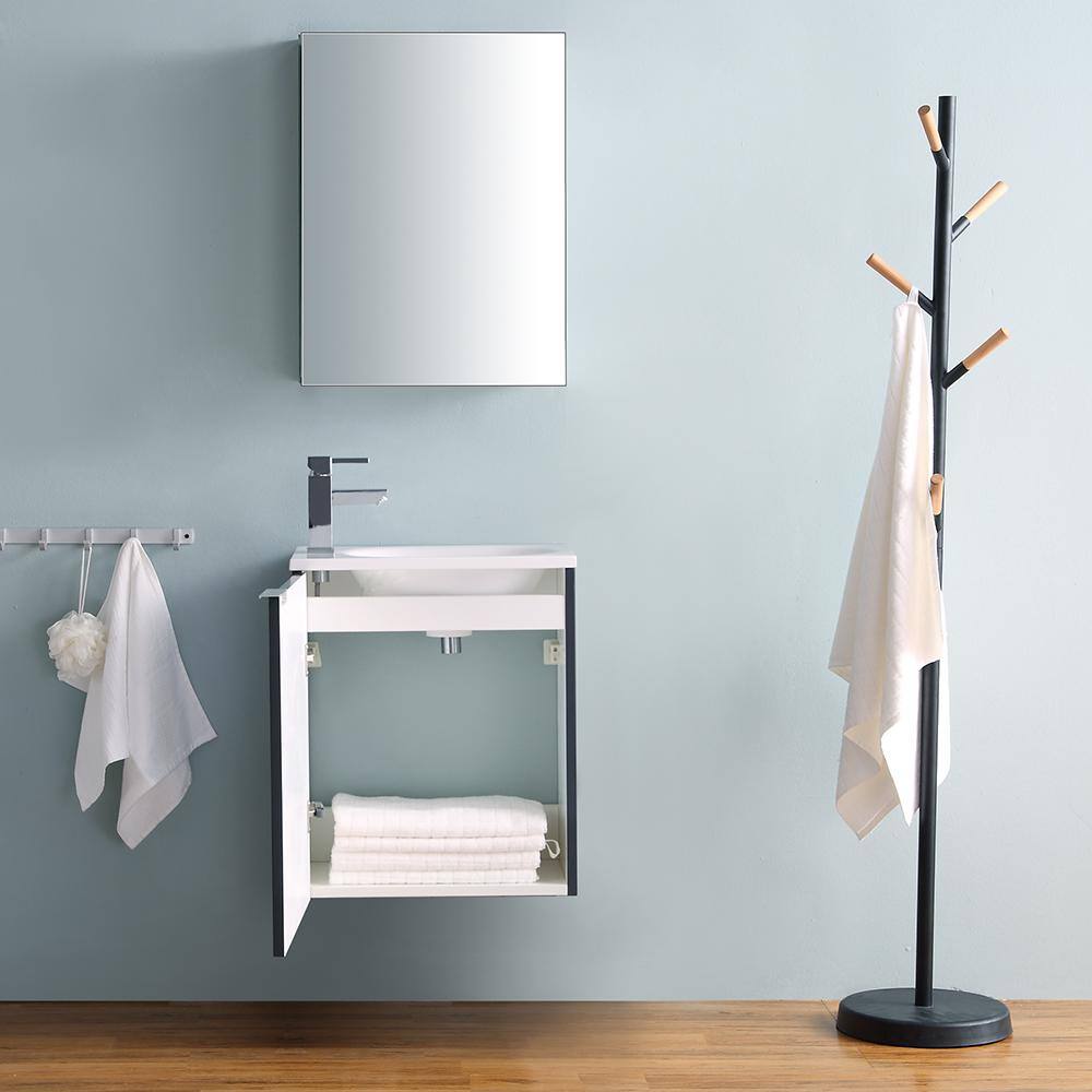 Valencia 20" Glossy Gray Wall-Mounted Vanity Set with Medicine Cabinet