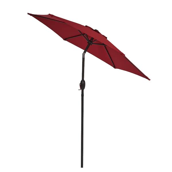 WELLFOR 7.5 ft. Steel Market Tilt Patio Umbrella in Chili Red