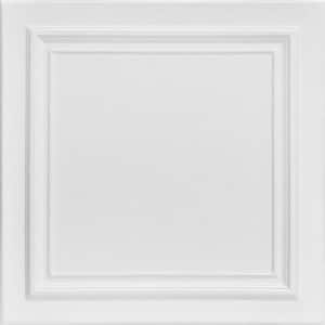 Line Art Plain White 1.6 ft. x 1.6 ft. Decorative Foam Glue Up Ceiling Tile (259.2 sq. ft./case)