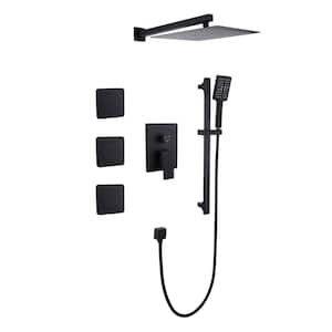 Luxury Single Handle 3-Spray Patterns Shower Faucet 2.6 GPM with Body Spray in. Matte Black (Valve Included)