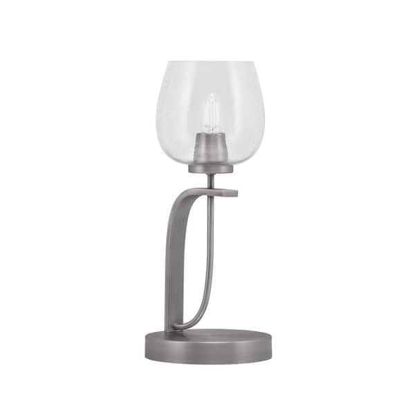 Unbranded Olympia 16.5 in. Graphite Piano Desk Lamp with Clear Bubble Glass Shade