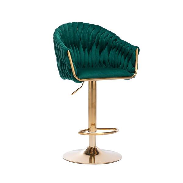 44.09 in. Green Vintage Bar Stools with Back and Footrest Counter