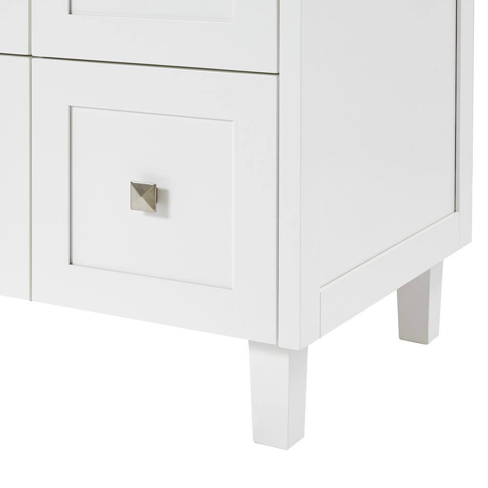 White Freestanding Single Sink Bathroom Vanity with Marble Top