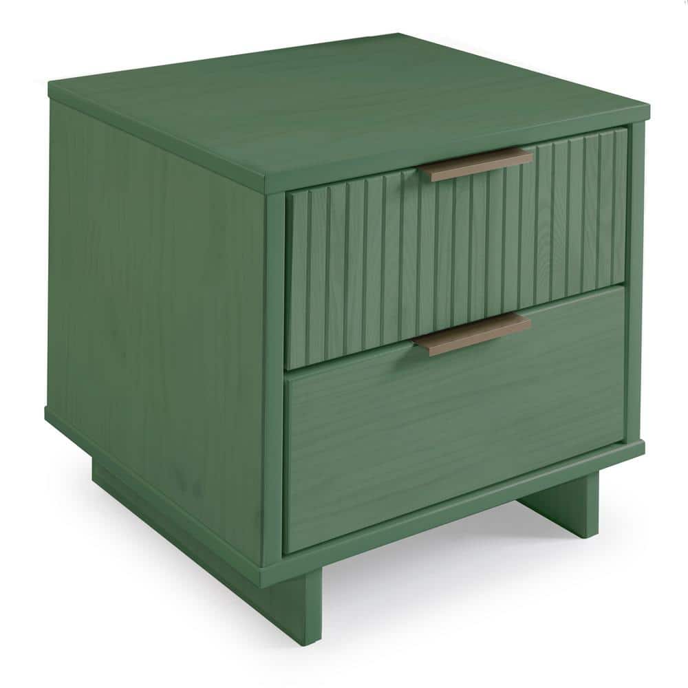 Granville Sage Green Modern Nightstand with Ribbed Drawer Front