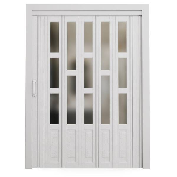 ARK DESIGN 38 in. x 78.75 in. White Muti-Lite Imitation Frosted Glass ...