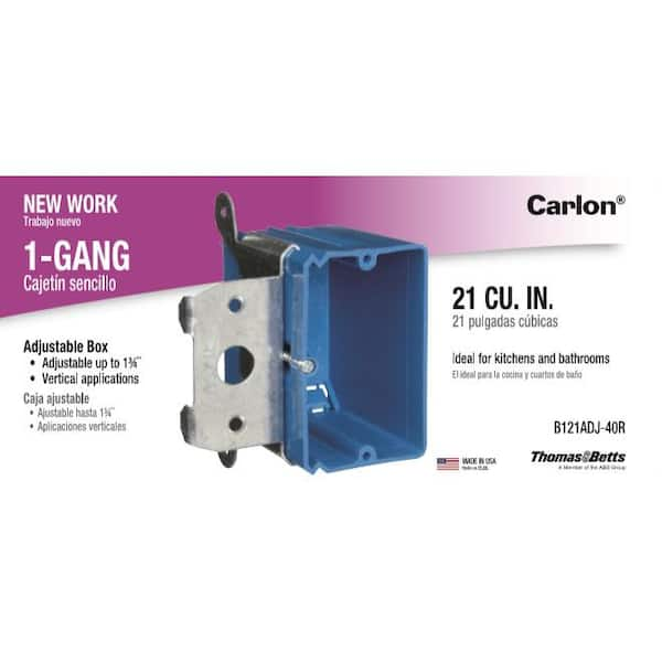 1-Gang 21 cu. in. PVC New Work Electrical Switch and Outlet Box with Adjustable Bracket