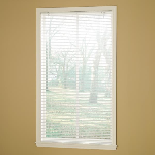 Hampton Bay White Cordless Room Darkening 1 In Aluminum Mini Blind For Window 35 W X 72 L 10793478518944 - Sears Vertical Blinds For Patio Doors