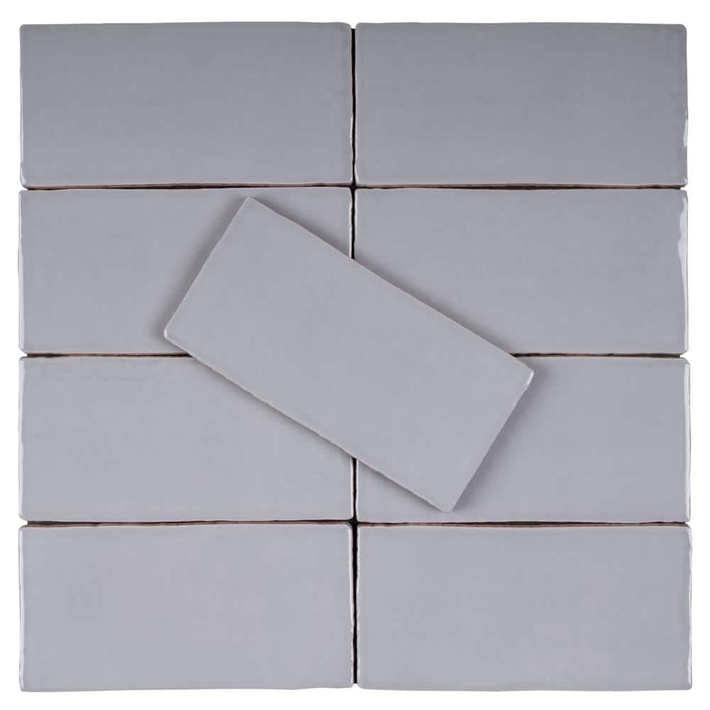 Ceniza Gray Polished Ceramic Subway Wall Tile 2.95" x 5.9"