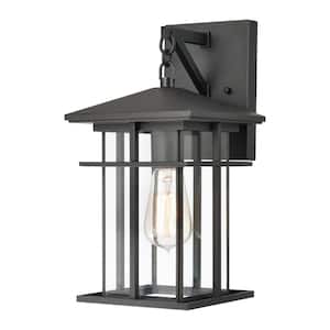 District Matte Black Outdoor Hardwired Wall Sconce with No Bulbs Included