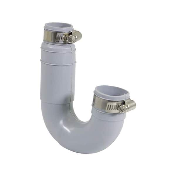 PLUMBFLEX 1 1/2 in. x 1 1/4 in. Flexible PVC Rubber Tubular Drain Trap with Stainless Steel Clamps
