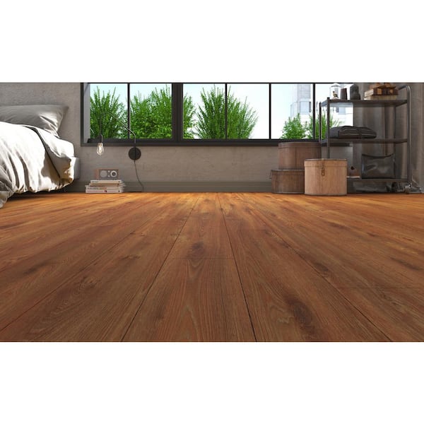 Parquet Flooring Brown/Oak 0.38 in. T x 7.5 in. W Click Lock Engineered Hardwood Flooring (21.4 sq. ft./case)