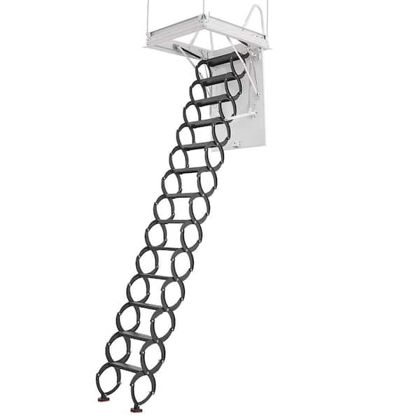 Attic Ladder, Alloy Steel Pull-Down with Rod, 660LBS. Capacity, Fits 10.5-11 ft. Ceilings, 39.4 x 27.5 in. Opening