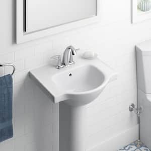 Veer 21 in. Vitreous China Pedestal Combo Bathroom Sink in White with Overflow Drain