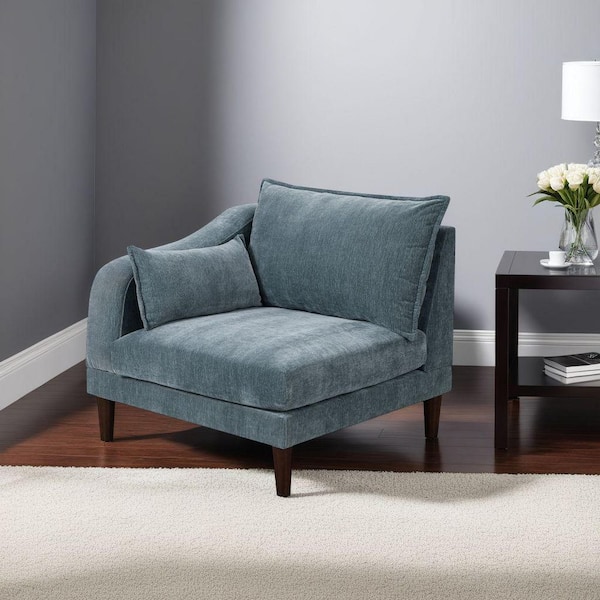 Rio Blue Polyester Modular Single Arm Corner Chair with 2 Lumbar Cushions