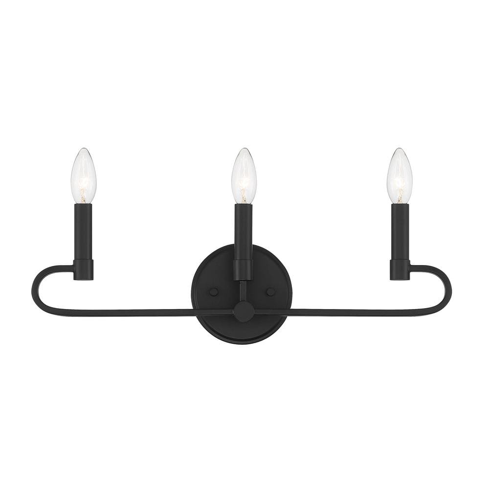 Matte Black Modern Dimmable 3-Light Vanity Fixture