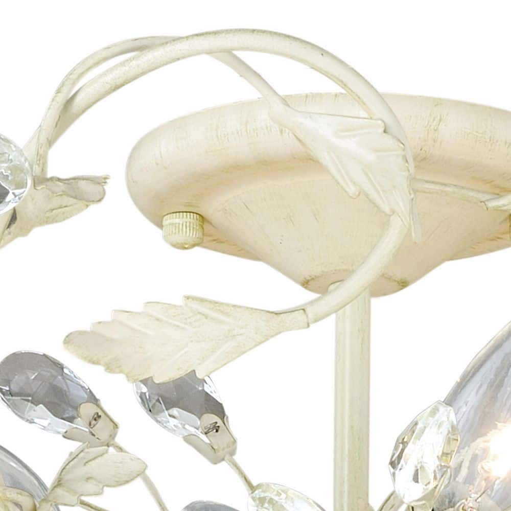 Jardin 19" French Cream Crystal Semi-Flush Mount Ceiling Light