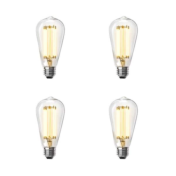 Feit Electric 100-Watt Equivalent ST19 Dimmable Straight Filament Clear Glass Vintage Edison LED Light Bulb, Warm White (4-Pack)