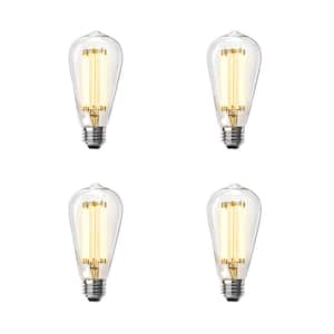 100-Watt Equivalent ST19 Dimmable Straight Filament Clear Glass Vintage Edison LED Light Bulb, Warm White (4-Pack)