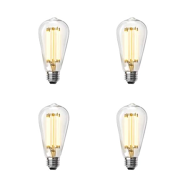Feit Electric 100-Watt Equivalent ST19 Dimmable Straight Filament Clear Glass Vintage Edison LED Light Bulb, Warm White (4-Pack)