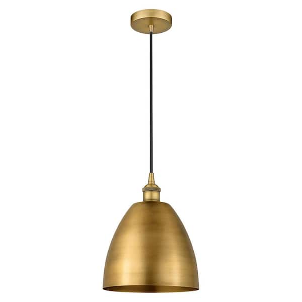 Innovations Edison Dome 100-Watt 1-Light Brushed Brass Standard Mini Pendant Light with Metal Shade