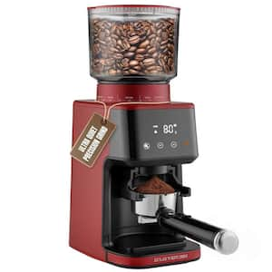 12.5 oz. Adjustable Burr Coffee Grinder with 51 Precise Grind Settings - Red