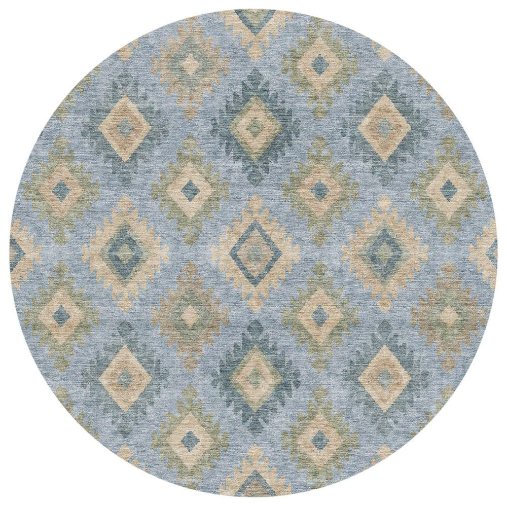 Chantille Machine Washable Indoor/Outdoor Abstract ACN2952 Denim 8 ft. x 8 ft. Round Rug price history on PriceWatchPro