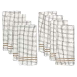 Hampton Beige Checkered Cotton Blend Kitchen Towel Set of 8