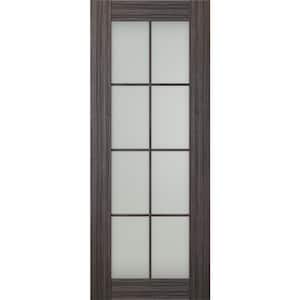 Paola 8 Lite 18 in. x 80 in. No Bore 8-Lite Frosted Glass Gray Oak Wood Composite Interior Door Slab