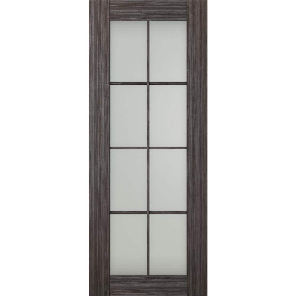 Paola 8 Lite 28 in. x 96 in. No Bore 8-Lite Frosted Glass Gray Oak Wood Composite Interior Door Slab price history on PriceWatchPro