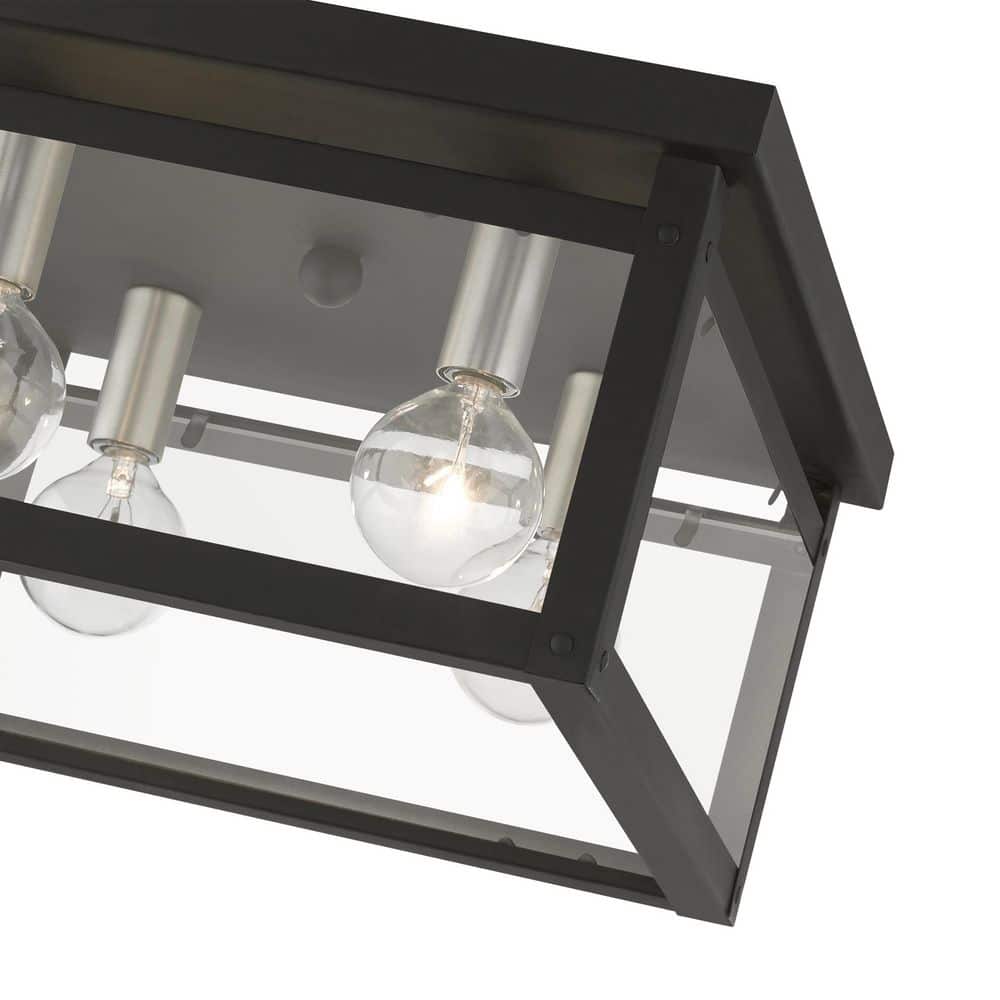 Milford Square 4-Light LED Flush Mount in Black and Brushed Nickel