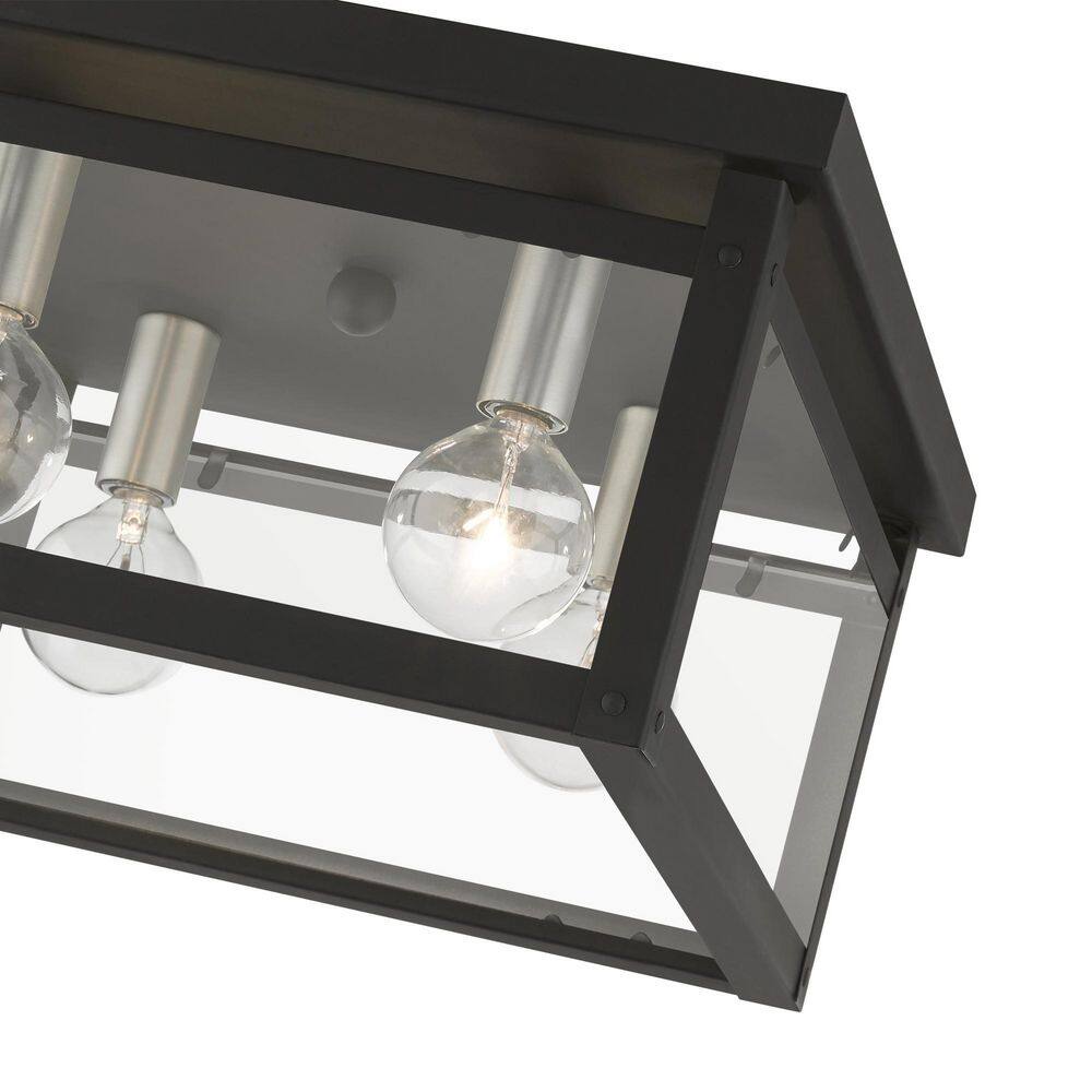 Milford Square 4-Light LED Flush Mount in Black and Brushed Nickel