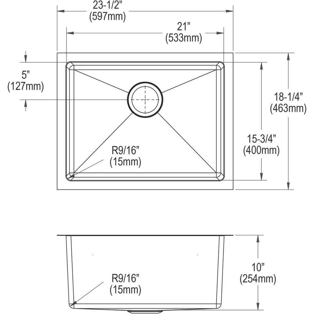 Polished Satin Stainless Steel Single Bowl Undermount Kitchen Sink Kit