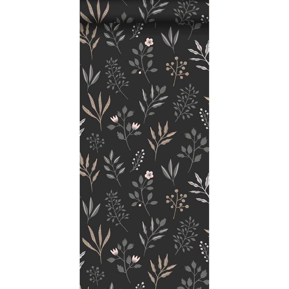 Cynara Charcoal Grey Scandinavian Floral Wallpaper
