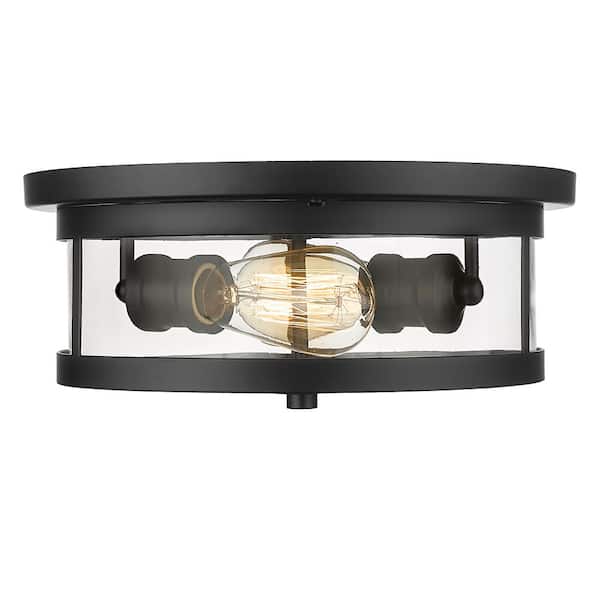 Unbranded Snow I 14 in. 2-Lights Black Flush Mount