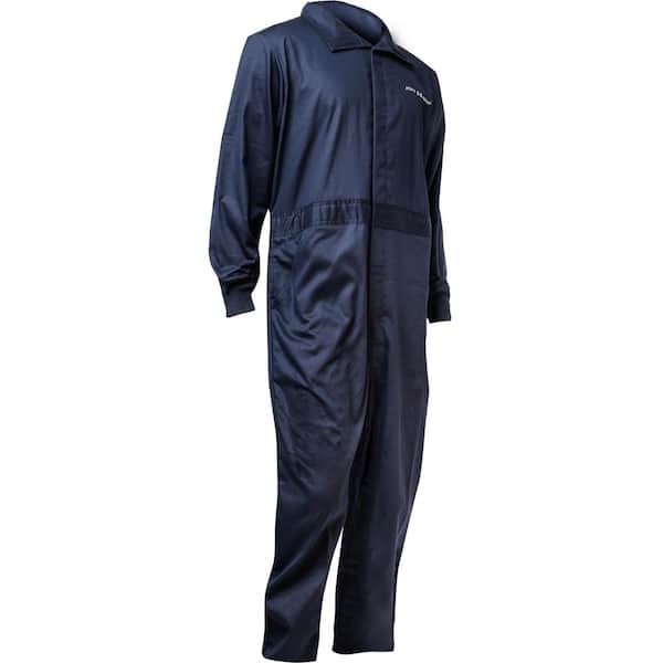 PIP Men's Medium Navy Cotton/Nylon AR/FR Dual Certified Coveralls with 2-Pockets and Hook and Loop Closure, 13.2 cal/sq. cm