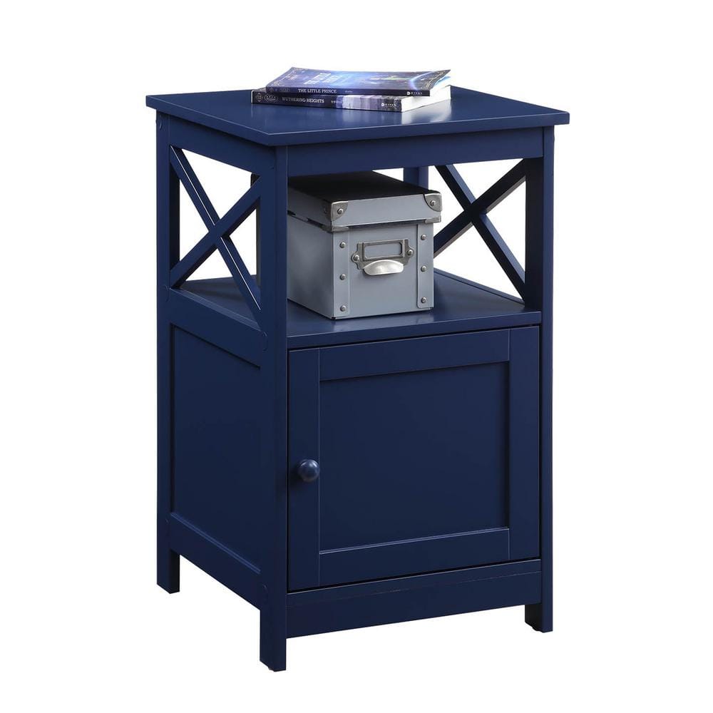 Cobalt Blue Oxford Square End Table with Cabinet Storage