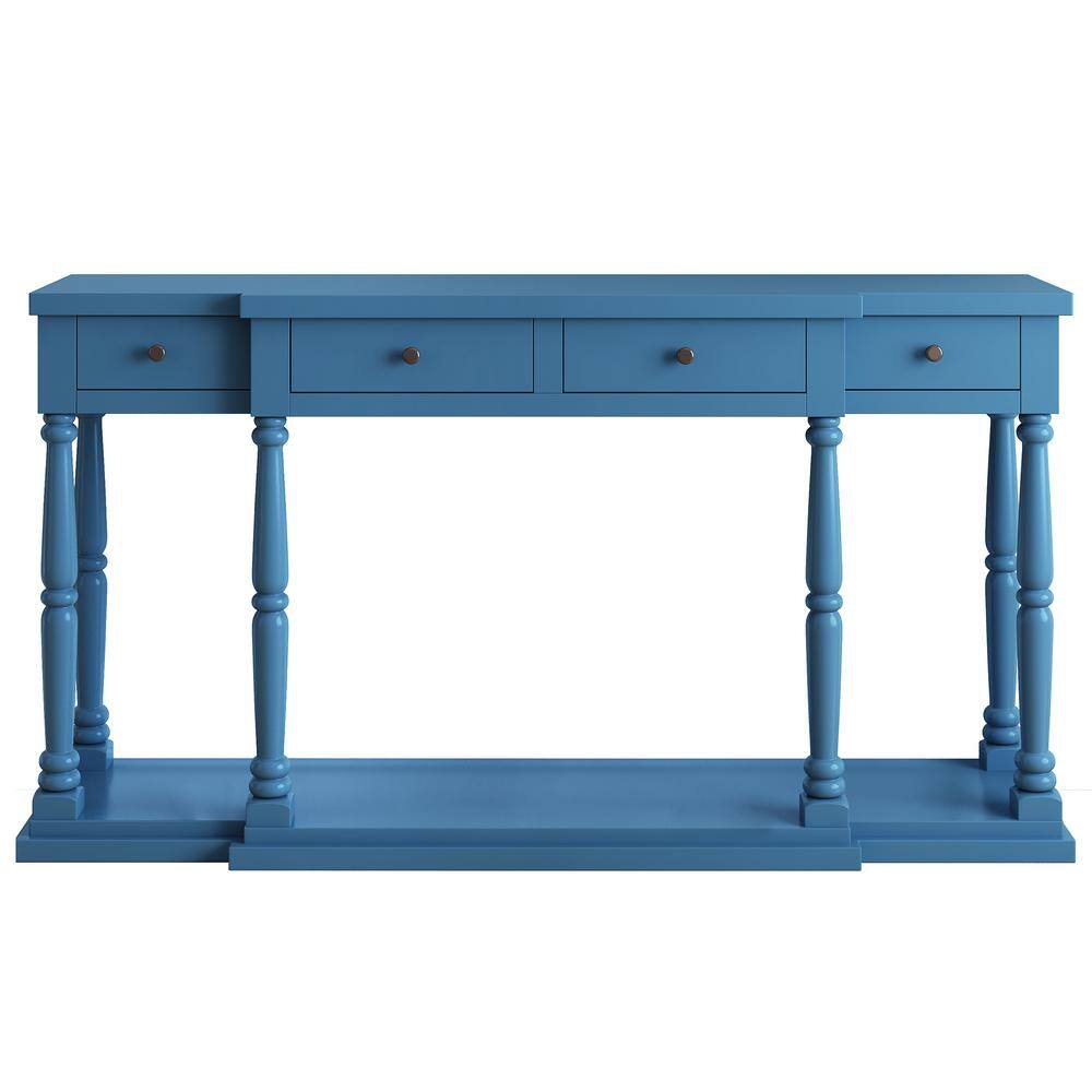 63.00 in. W x 13.30 in. D x 31.00 in. H Navy Blue Linen Cabinet Console ...