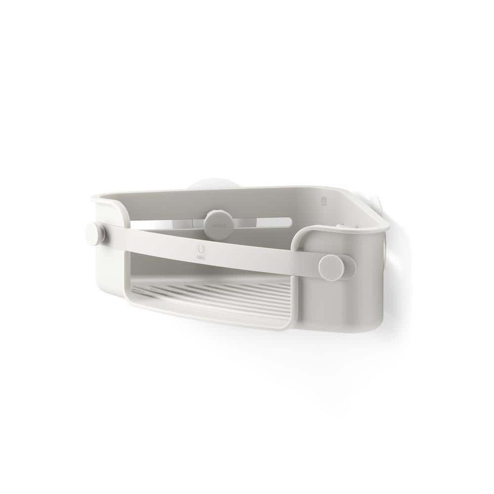 Gray Plastic Suction Mount Shower Corner Basket